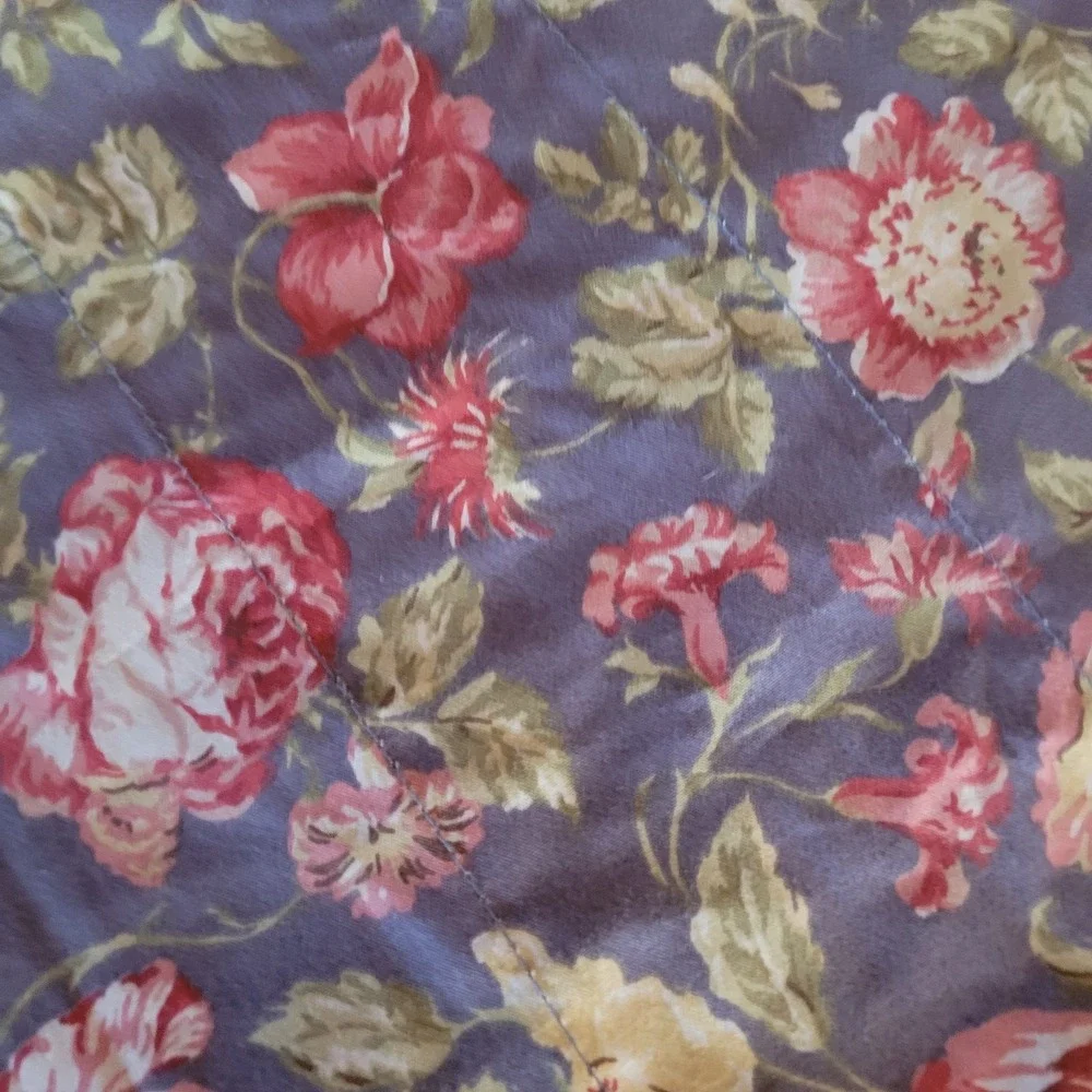 Vtg Waverly Garden Window Valance Floral Blue Rose Ruffled 2 Panels 17x73 Ea
